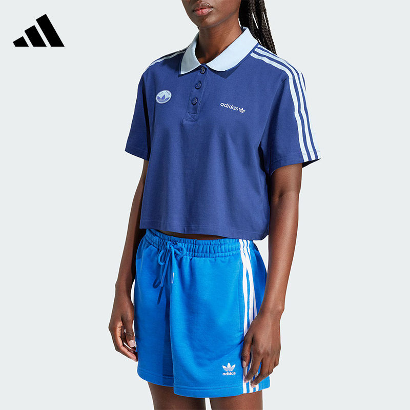 Adidas阿迪达斯三叶草女子复古运动休闲翻领短袖T恤POLO衫IX3543