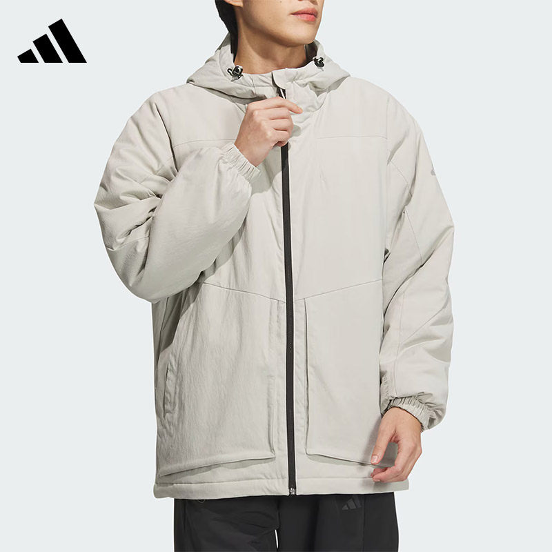 Adidas阿迪达斯棉服男运动拒水防泼棉衣外套连帽保暖棉袄JY4194