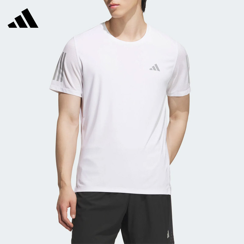 Adidas阿迪达斯男子运动训练跑步圆领T恤上衣透气快干短袖JY6981