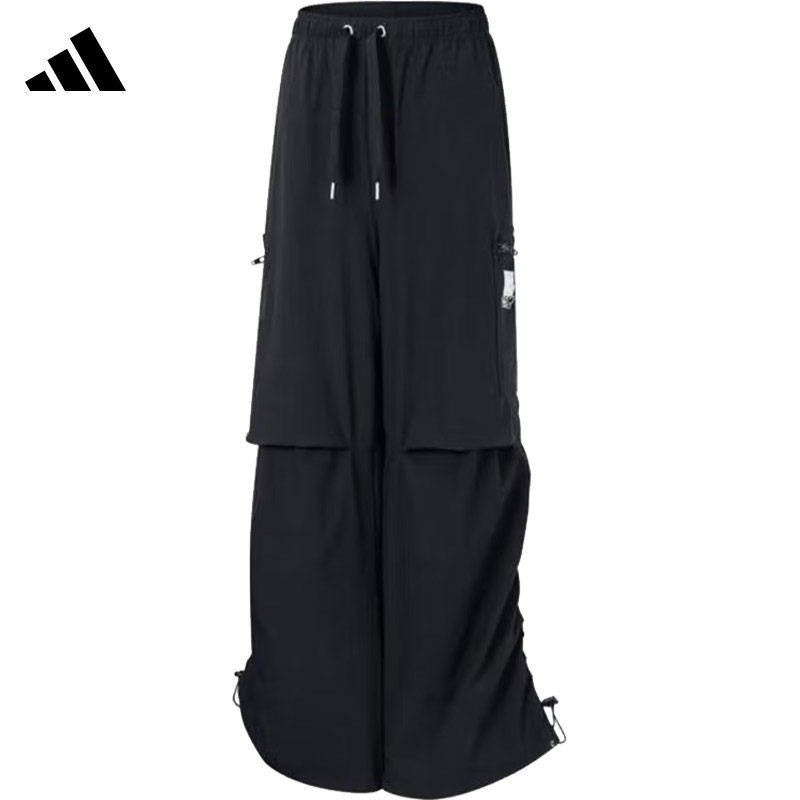 Adidas三叶草女款宽松工装抽绳直筒运动伞兵裤长裤JN1685 JN1684
