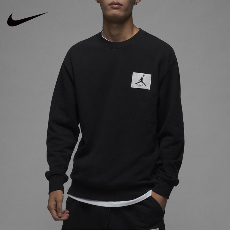 NIKE耐克圆领卫衣男新款Jordan上衣加绒保暖针织套头衫FB3910