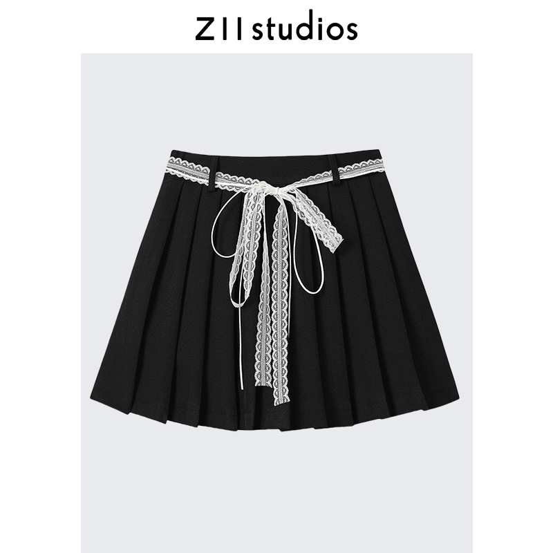 Z11黑色百褶半身裙女夏季