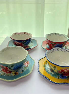 出口美单先锋女人陶瓷7.5英寸深盘/浅碗 花朵田园风