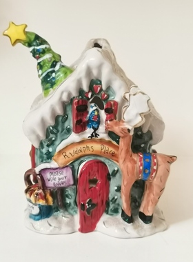 出口单bluesky布鲁瓷手绘陶瓷房圣诞小鹿摆件装饰金丝熊仓鼠宝窝