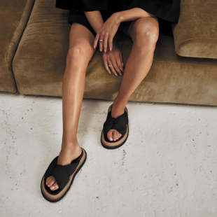 ALIAS MAE现货 25 夏季新款交叉防水布面厚底凉鞋拖鞋女