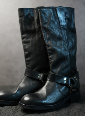 ALIAS MAE静奢水洗马皮女中筒靴重工制造骑士靴牛皮机车靴