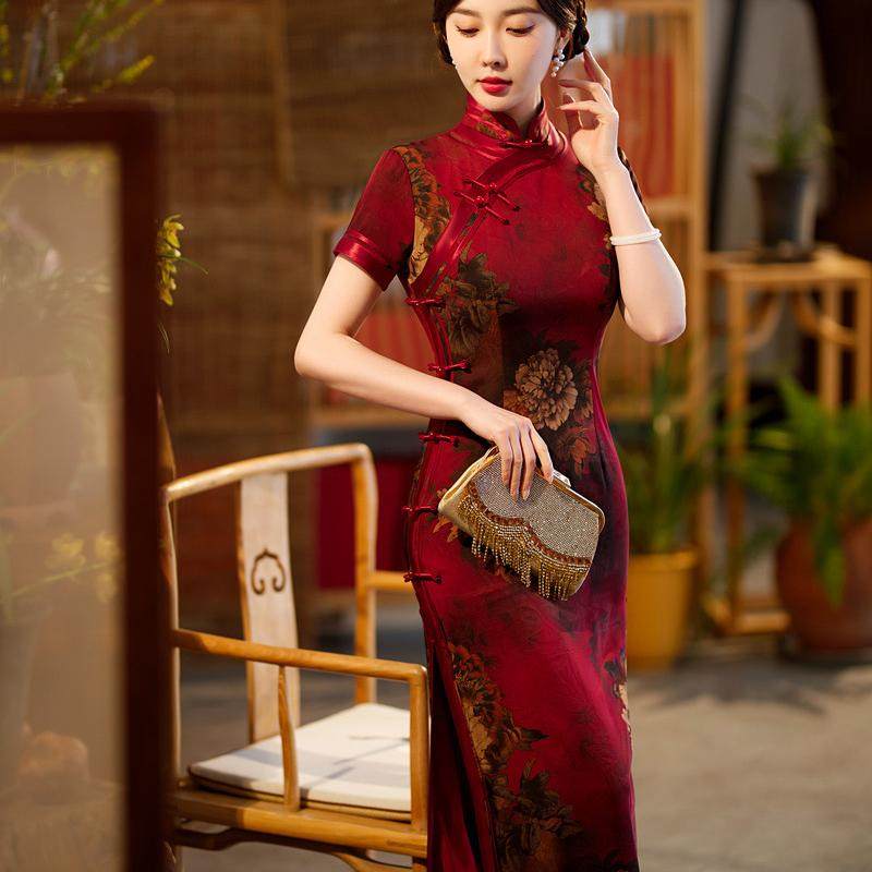 老上海走秀长款高端上档次旗袍