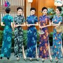 走秀表演女 夏复古显瘦新中式 老上海长款 旗袍裙中国风气质2024新款
