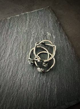 月末魔羯。老银饰。|凌乱| 老银蝙蝠团寿四连环戒。戒指