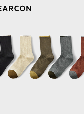 YEARCON/意尔康女袜学院风运动休闲中筒袜透气夏季女士5双装