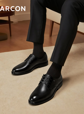 意尔康男鞋真皮男士商务正装皮鞋男款德比鞋新郎结婚英伦软底舒适