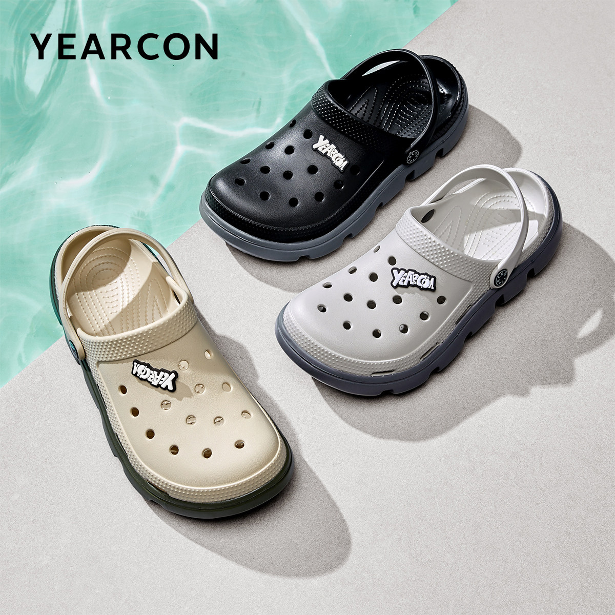 意尔康男鞋外出夏季男士户外休闲凉鞋洞洞鞋包头外穿凉拖鞋厚底