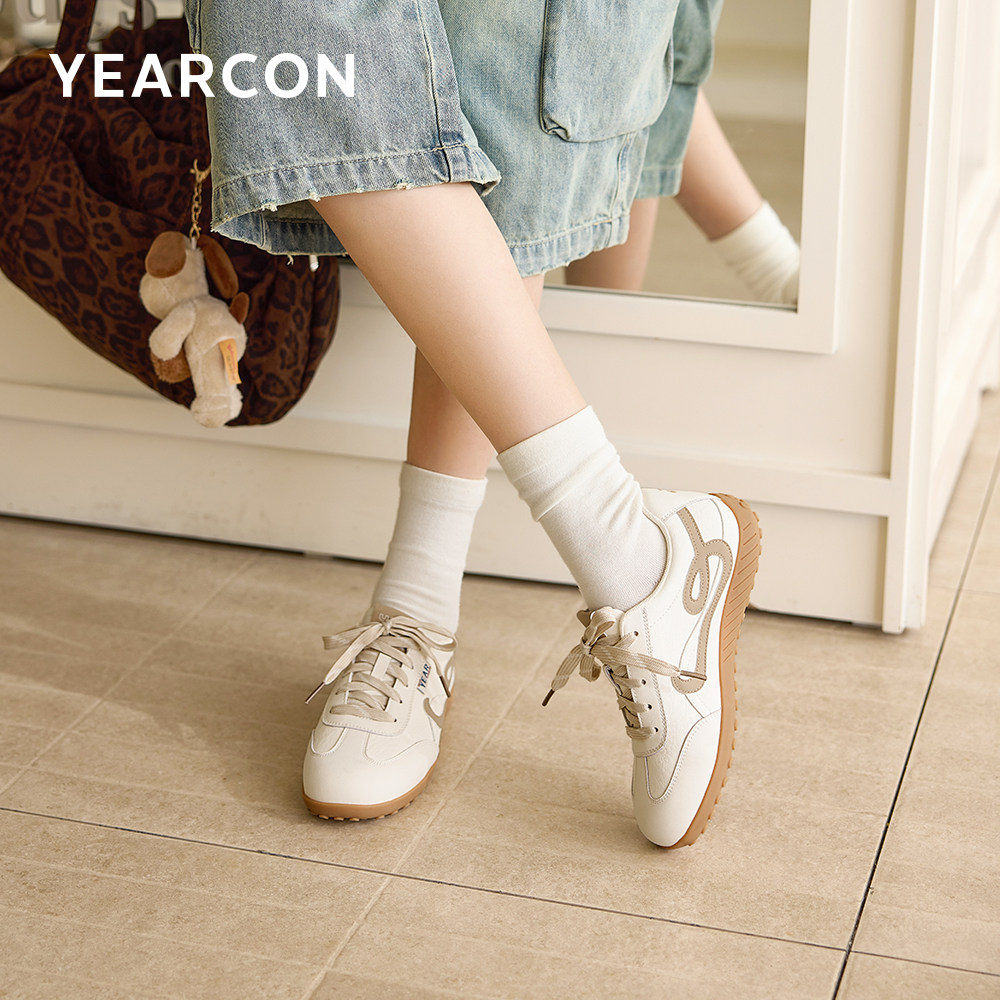 意尔康女鞋2026春季巨好看德训鞋运动休闲单鞋复古皮鞋平底显脚小,女鞋,德训鞋,淘宝优惠券,粉丝福利购,淘宝优惠卷