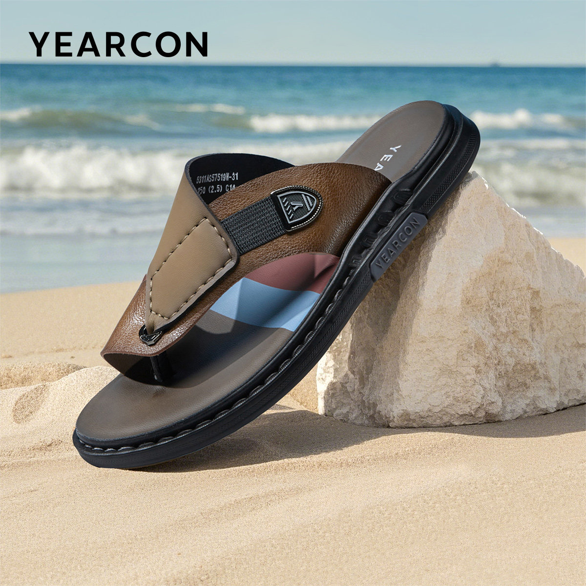 意尔康男鞋夏季男式凉鞋人字拖海边沙滩鞋度假外穿凉拖鞋休闲男士