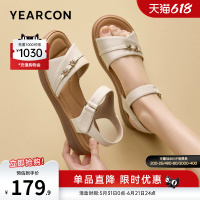 意尔康女鞋2026夏天女士舒适平底妈妈凉鞋软底外穿中老年母亲老人