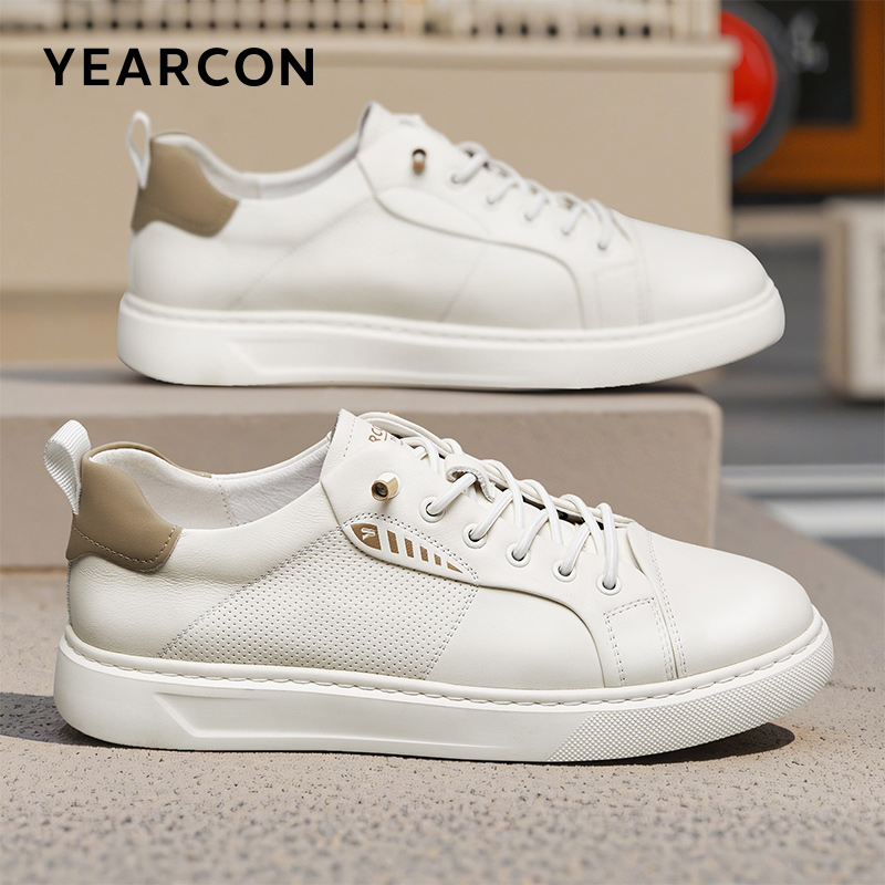 意尔康官方旗舰店真皮软底板鞋