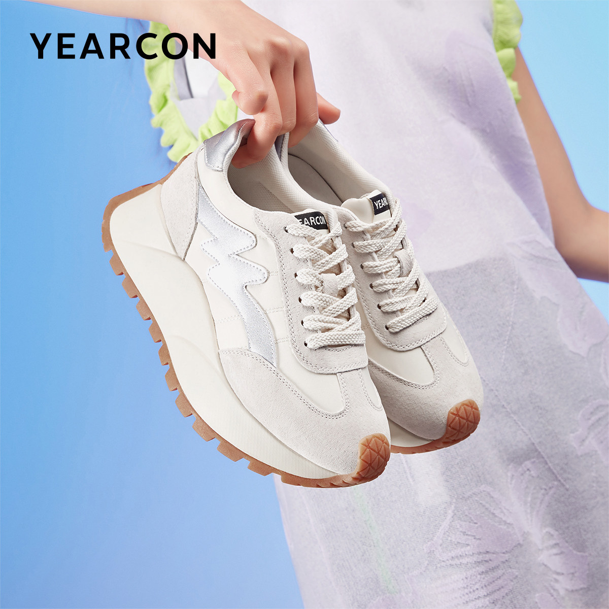 意尔康女鞋松糕厚底女士休闲德训鞋高跟单鞋时尚百搭英伦风【j】