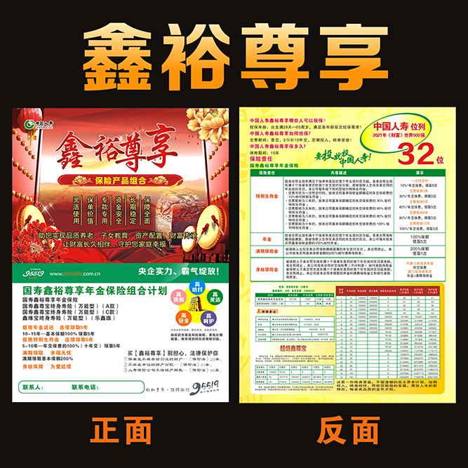 中国人寿保险彩页宣传单广告印刷