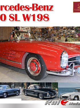 预1:18 CMC 梅赛德斯奔驰300SL W198敞篷硬顶合金仿真汽车模型