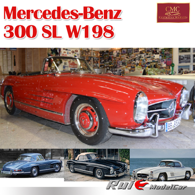 预1:18 CMC 梅赛德斯奔驰300SL W198敞篷硬顶合金仿真汽车模型