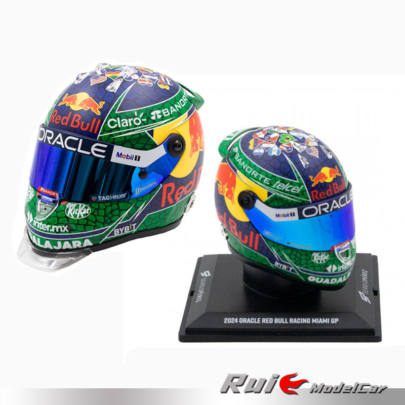 特价 1:2 1:4 舒伯特佩雷兹2024赛季F1迈阿密站特殊涂装头盔模型