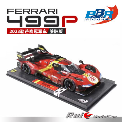 预1:18 BBR法拉利Ferrari 499P 2023勒芒赛胜利#51脏版汽车模型