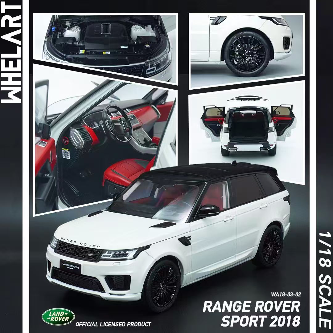 预1:18 WHELART 路虎Range Rover Sport合金全开汽车模型收藏摆件
