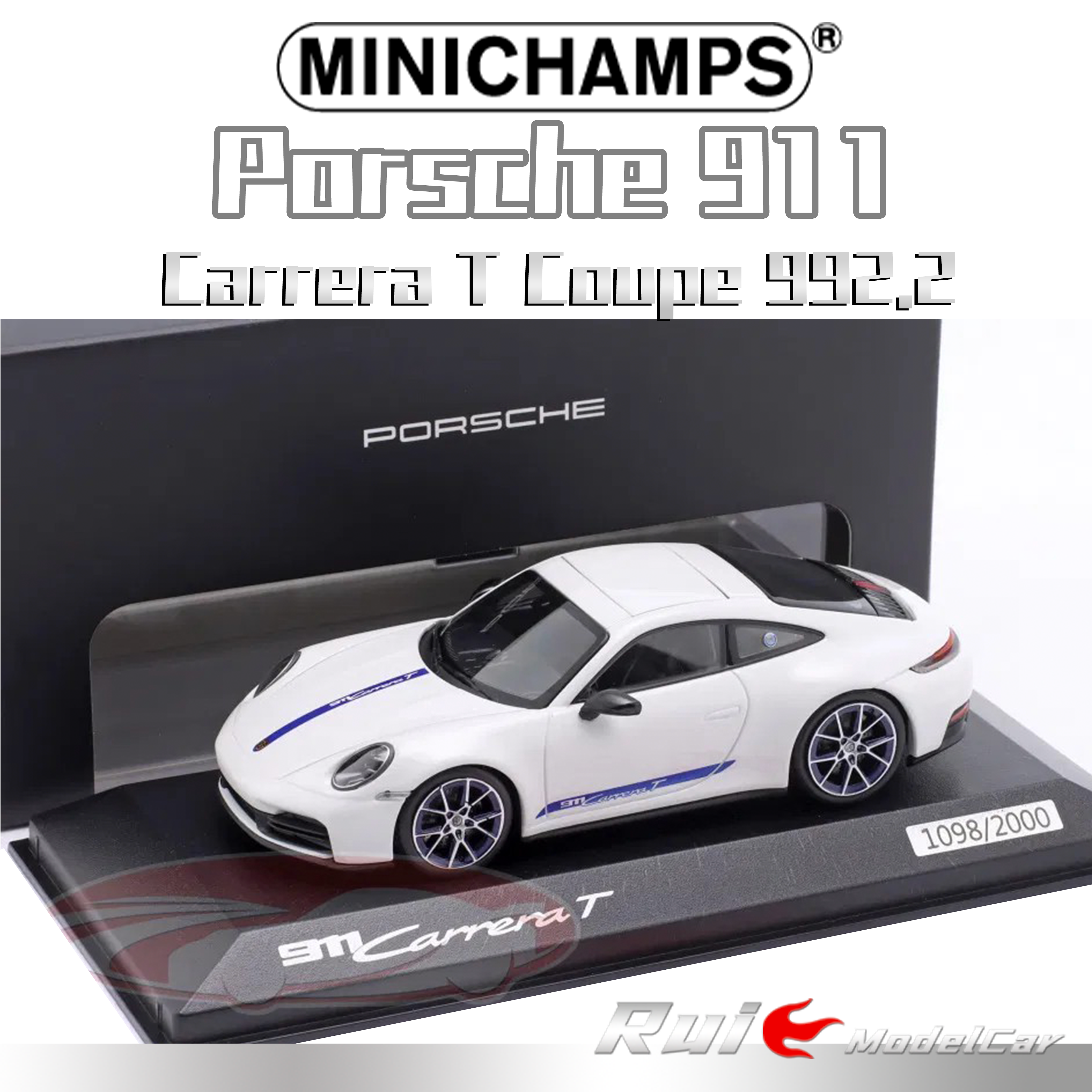 预1:43 迷你切 保时捷Porsche 911 Carrera T Coupe 992.2车模图片