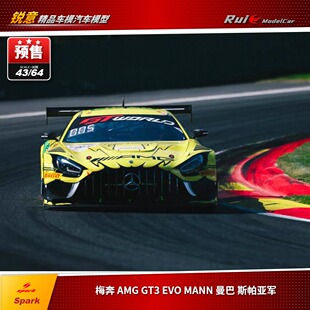 预 1:64/43 Spark 梅奔 AMG GT3 EVO MANN 曼巴 斯帕亚军汽车模型