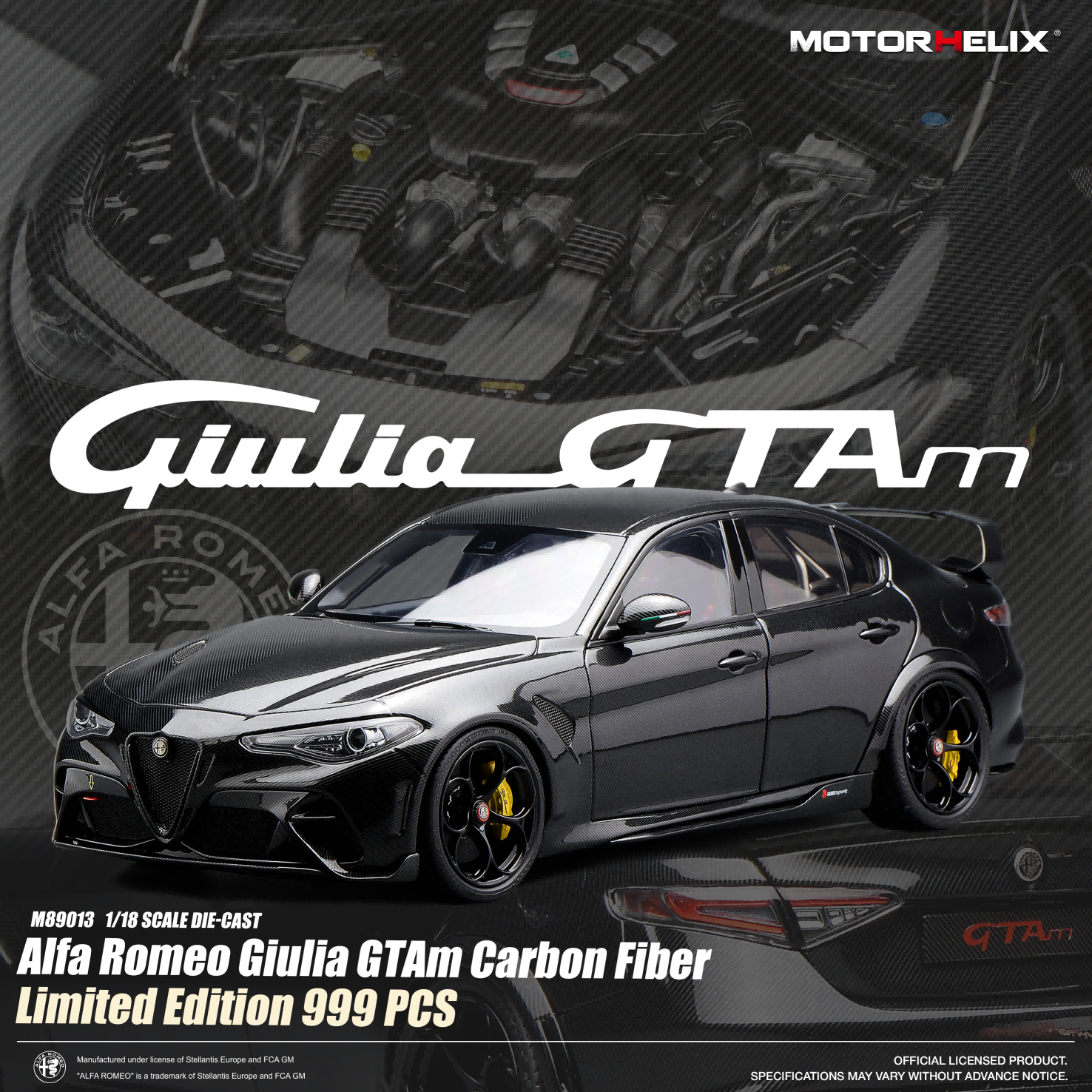 现货1:18 MOTORHELIX 阿尔法罗密欧 Giulia GTAm 合金汽车模型