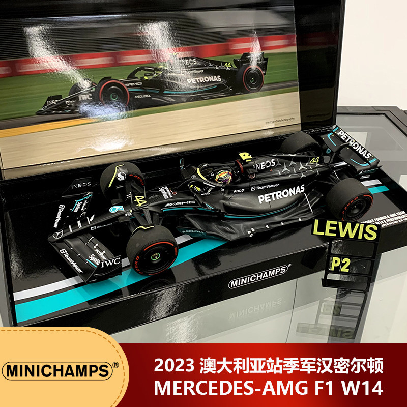 特价[礼盒版]1:18迷你切汉密尔顿2023澳大利亚季军奔驰W14 F1车模图片
