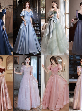 出租赁宴会晚礼服2025新款高级感拖尾显瘦大合唱团主持人年会礼服