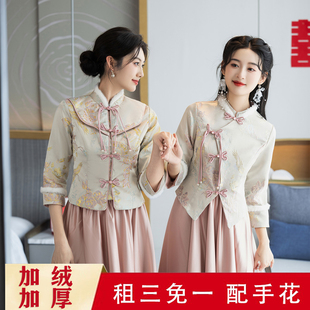 租赁伴娘服冬季2025新款加绒加厚姐妹团礼服裙长袖出租大码胖mm