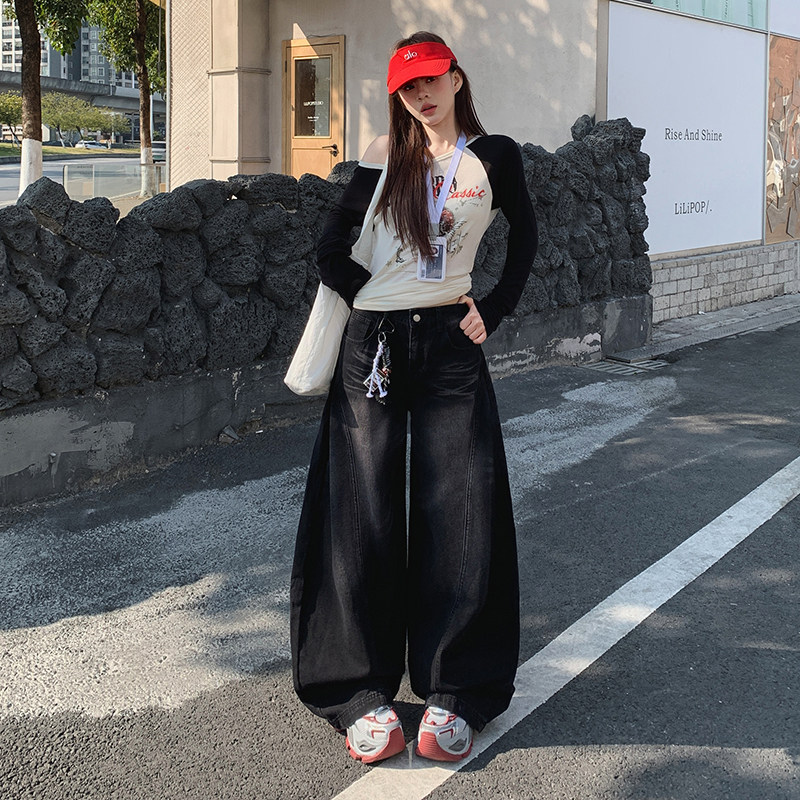 妈个鸡妈MGJM美式复古宽松垂感拖地阔腿裤解构弯刀裤牛仔裤男女潮,男装,牛仔裤,淘宝优惠券,粉丝福利购,淘宝优惠卷