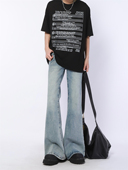 宽松裤 妈个鸡妈MGJM美式 春季 微喇牛仔裤 子男女潮 磨白cleanfit修身