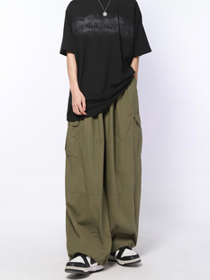 男女速干裤 妈个鸡妈 宽松休闲裤 裤 子潮 ins日系阔腿复古多口袋工装