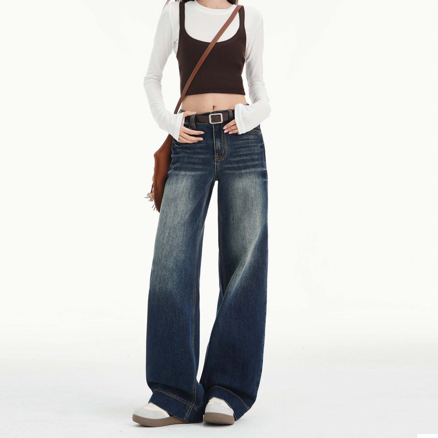 妈个鸡妈MGJM美式高街蓝灰色直筒宽脚边高腰牛仔裤男女2026春新款,男装,牛仔裤,淘宝优惠券,粉丝福利购,淘宝优惠卷