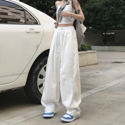 妈个鸡妈韩国ins白色男女休闲裤