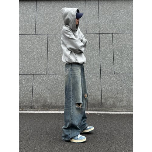 破洞牛仔裤长裤春夏宽松显瘦裤子