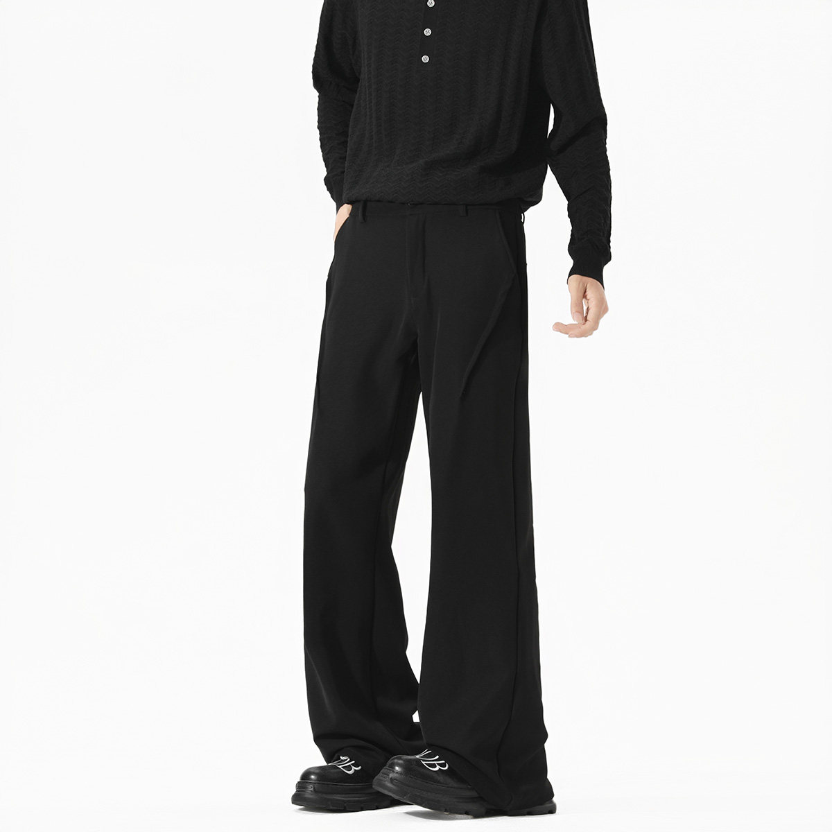 妈个鸡妈MGJM美式街头风cleanfit垂感拼接褶皱西裤微喇男女休闲裤,男装,休闲裤,淘宝优惠券,粉丝福利购,淘宝优惠卷