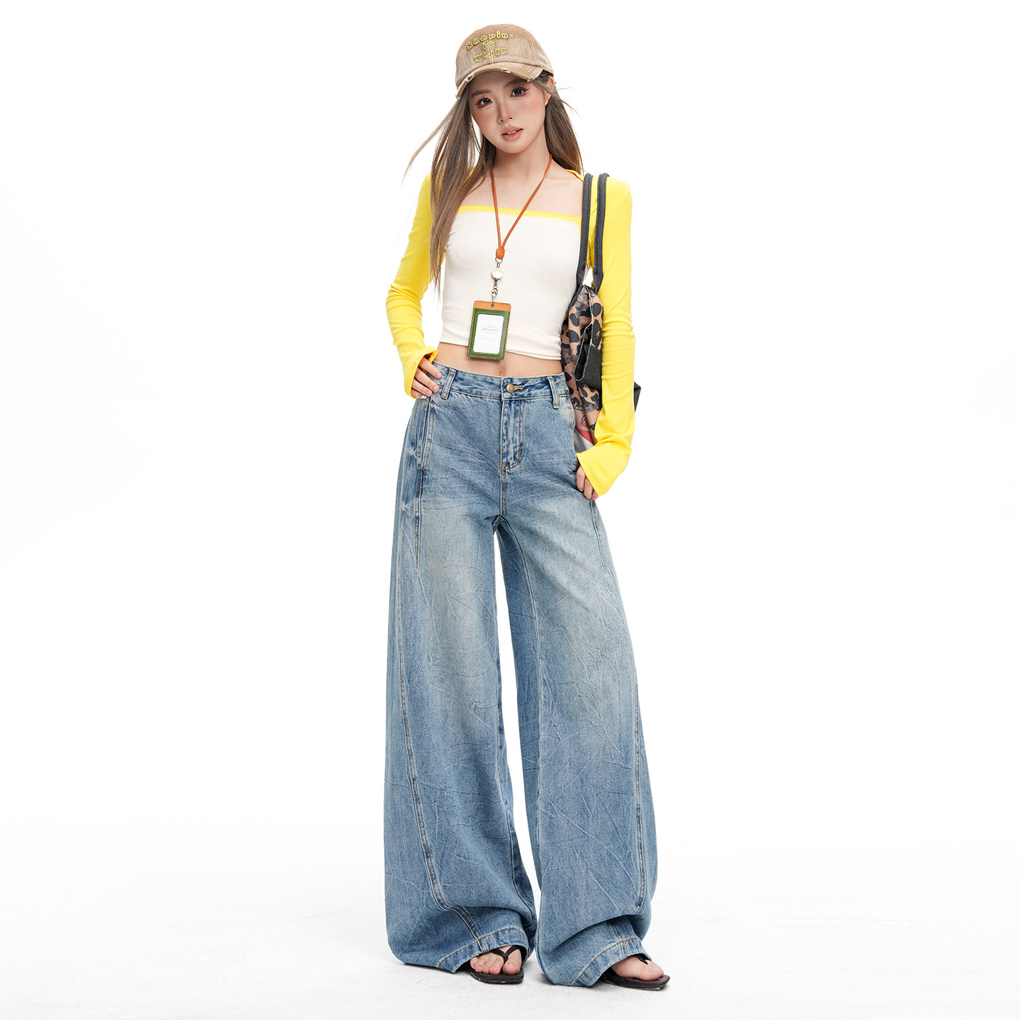 妈个鸡妈MGJM美式水洗做旧拼接复古百搭牛仔裤男女直筒拖地阔腿裤,男装,牛仔裤,淘宝优惠券,粉丝福利购,淘宝优惠卷