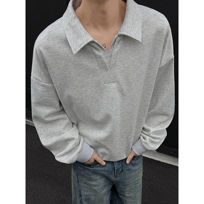 美式潮流卫衣男女拼接亨利领