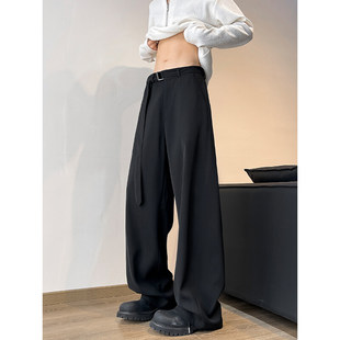 妈个鸡妈MGJM复古老钱风弯刀西裤 极简纯色男女宽松 配腰带休闲裤