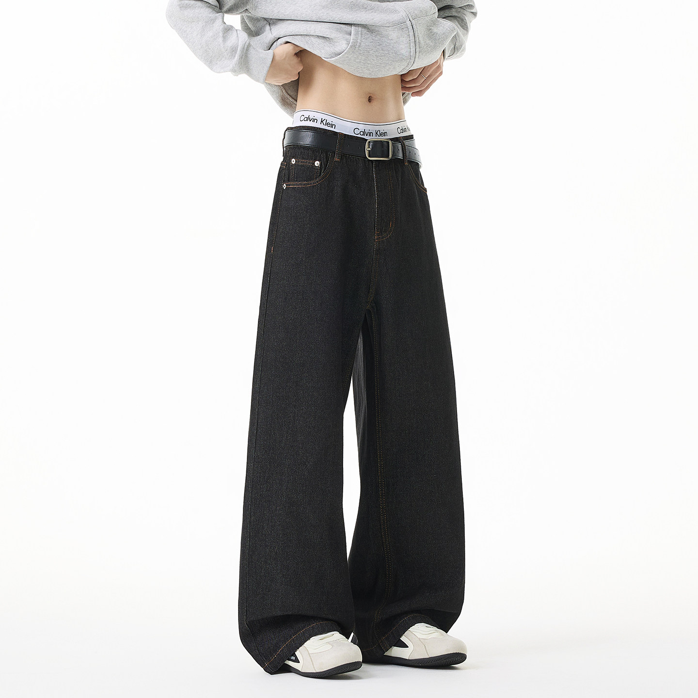 妈个鸡妈MGJM美式复古cleanfit丹宁水洗黑牛仔裤男女潮牌宽松阔腿,男装,牛仔裤,淘宝优惠券,粉丝福利购,淘宝优惠卷