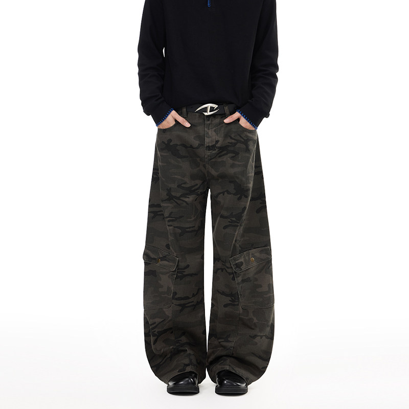 妈个鸡妈MGJM美式复古钮扣迷彩休闲裤cleanfit阔腿多口袋工装裤,男装,休闲裤,淘宝优惠券,粉丝福利购,淘宝优惠卷