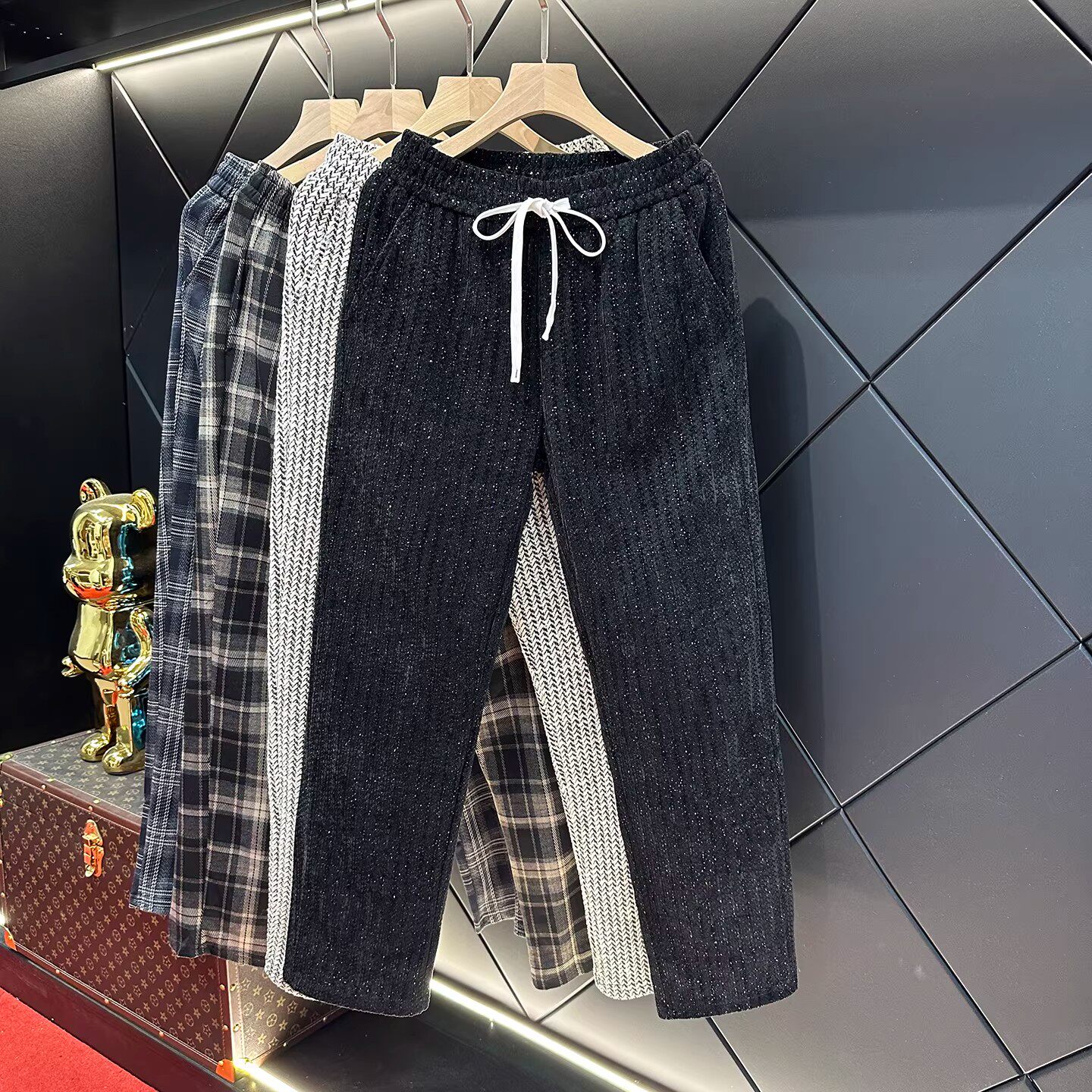 高端满天星宽松休闲裤男士2026年新款春季提花重量直筒长裤子男款