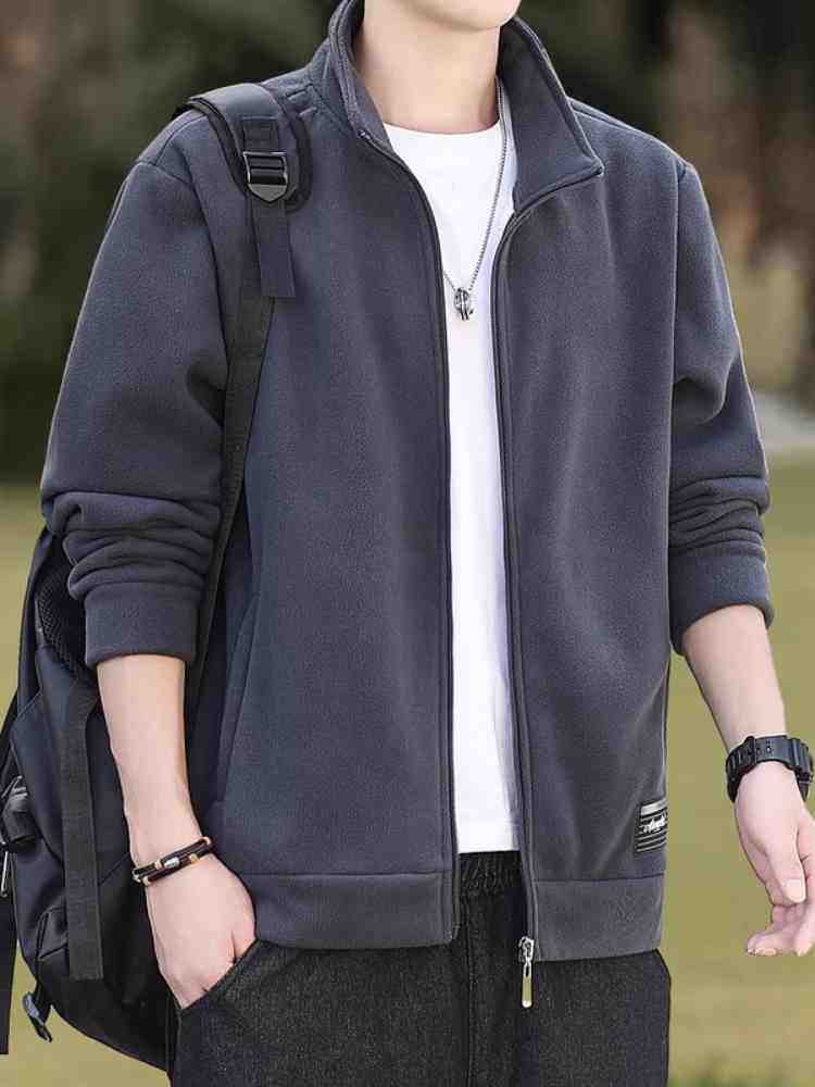 高端开衫加厚加绒卫衣男士秋冬季2025新款摇粒绒运动休闲外套男款
