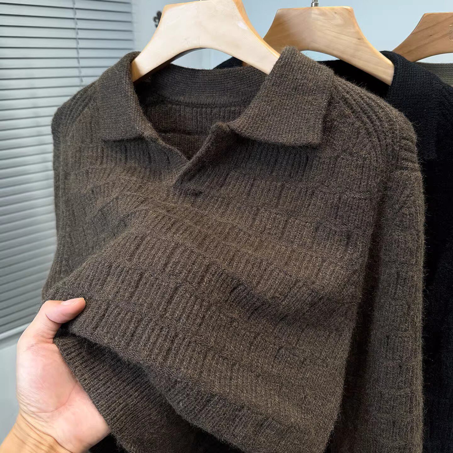 高端老钱风POLO领针织衫男士2026年新款春夏季长袖T恤打底衫男款