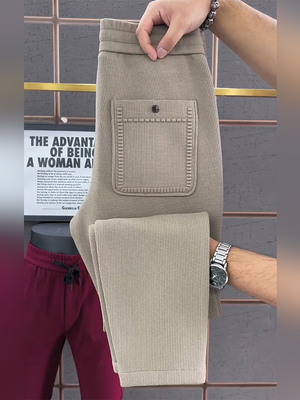 高端纯色小脚直筒休闲裤子男士2025年新款秋冬季男裤运动卫裤男款