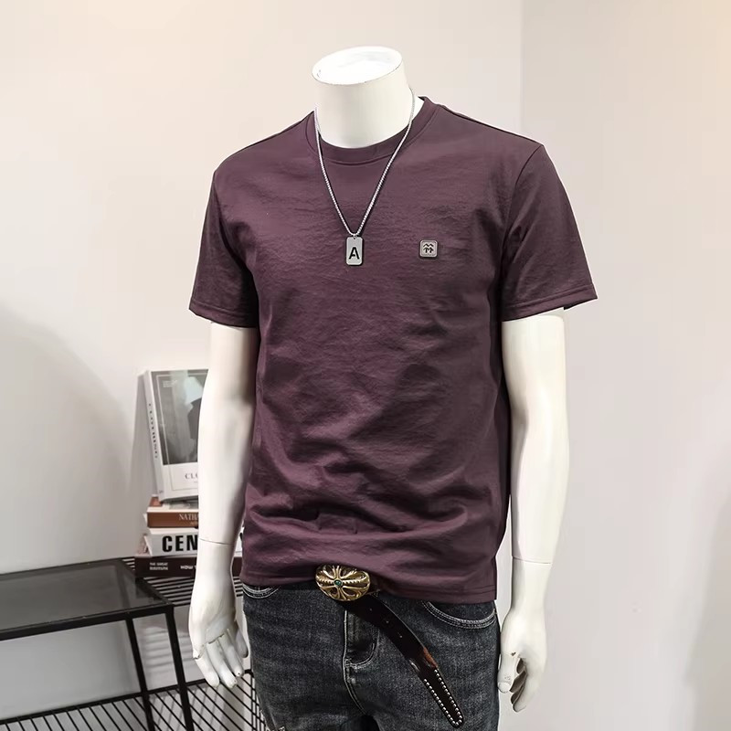 高端正肩修身短袖t恤男士2026年新款夏季圆领打底冰丝半袖衫男款